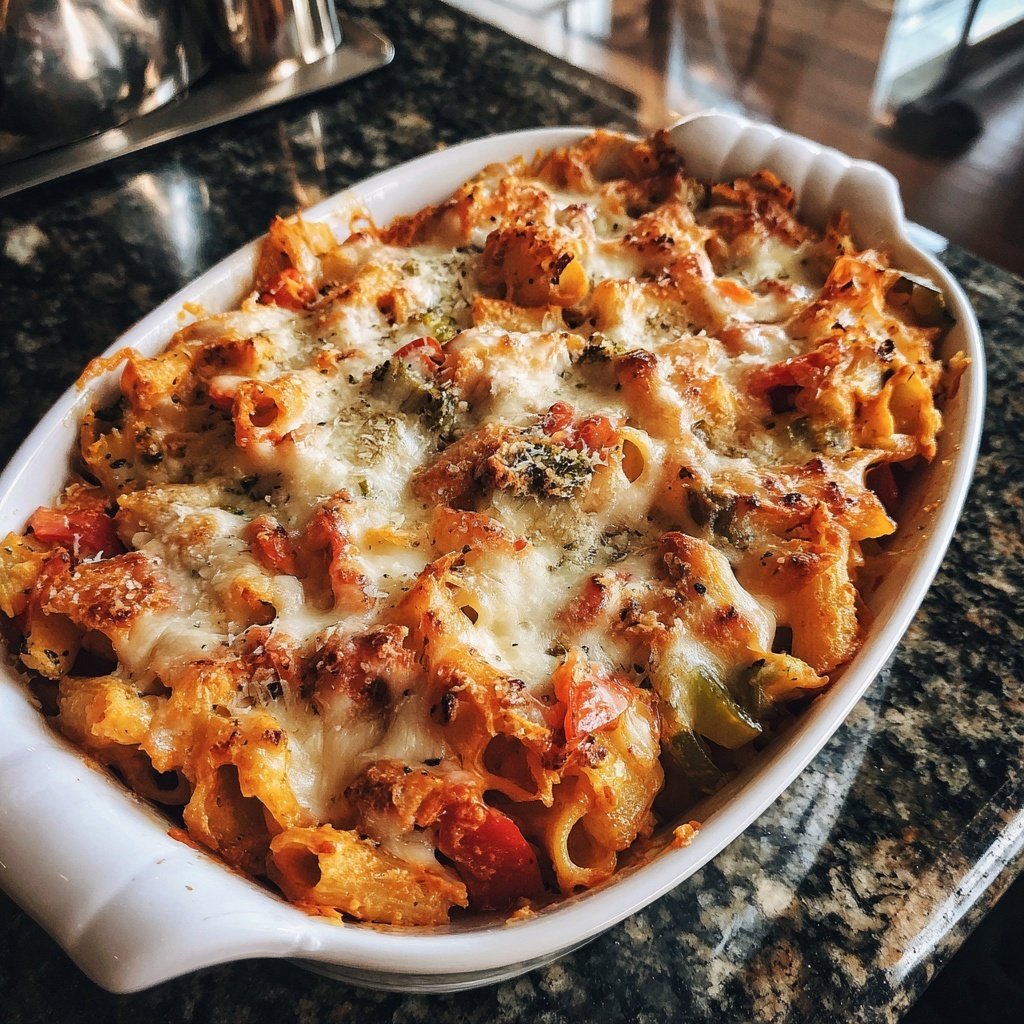 Roasted Red Pepper Veggie Pasta Bake