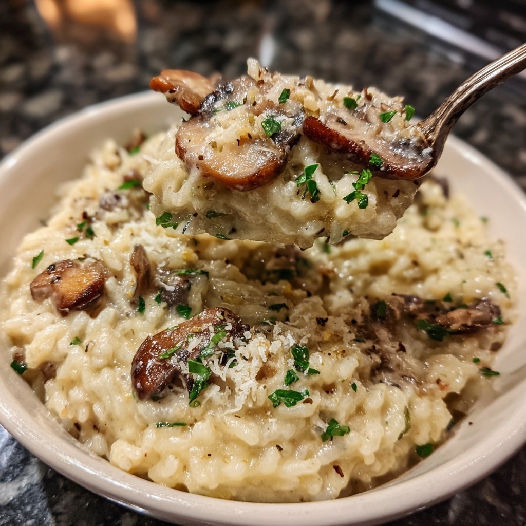 One Pot Creamy Mushroom Rice