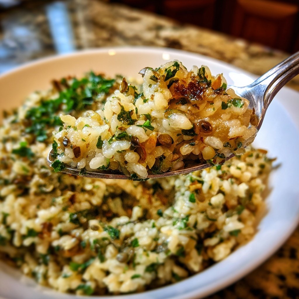 Creamy Garlic Lentil Rice