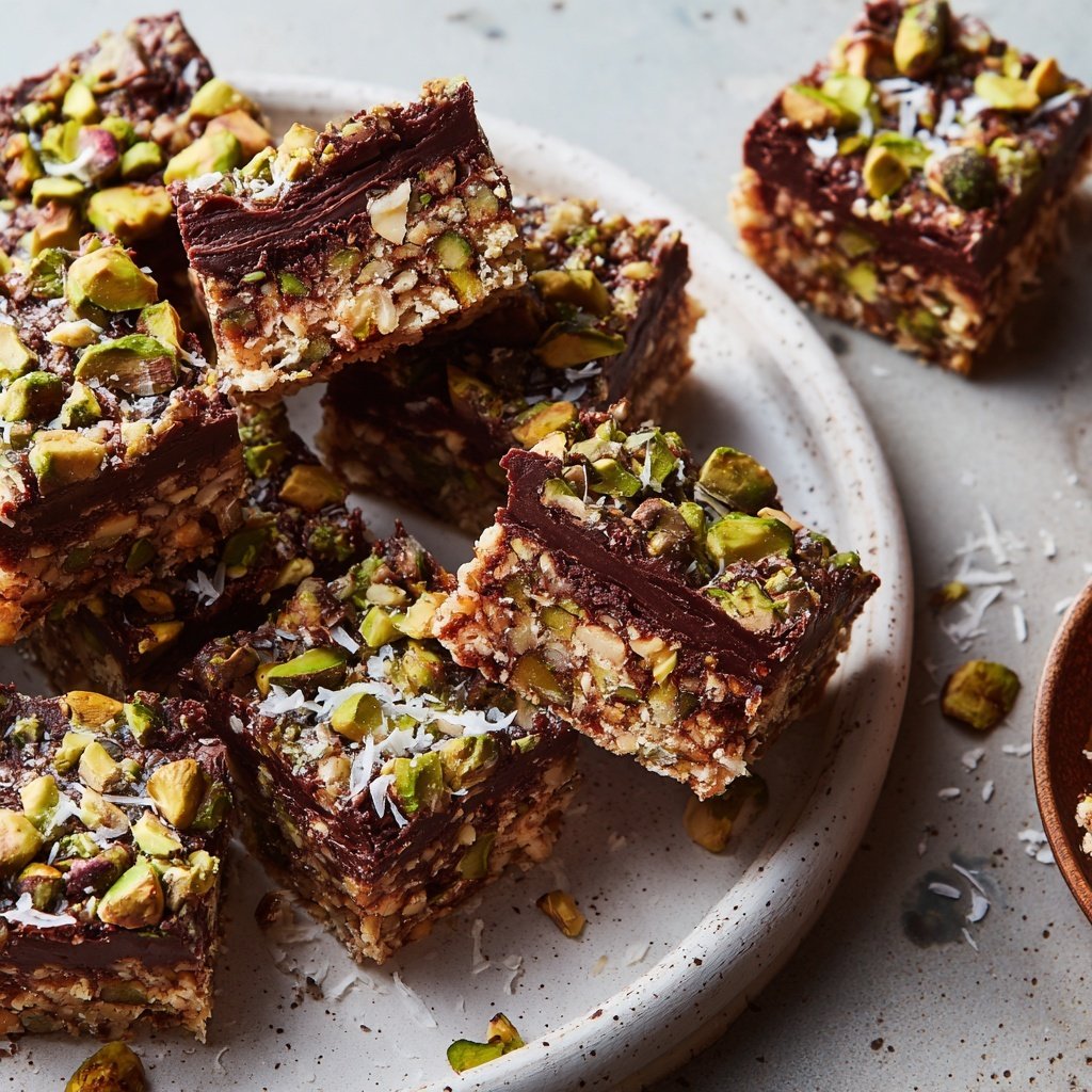 Chocolate Pistachio Coconut Squares