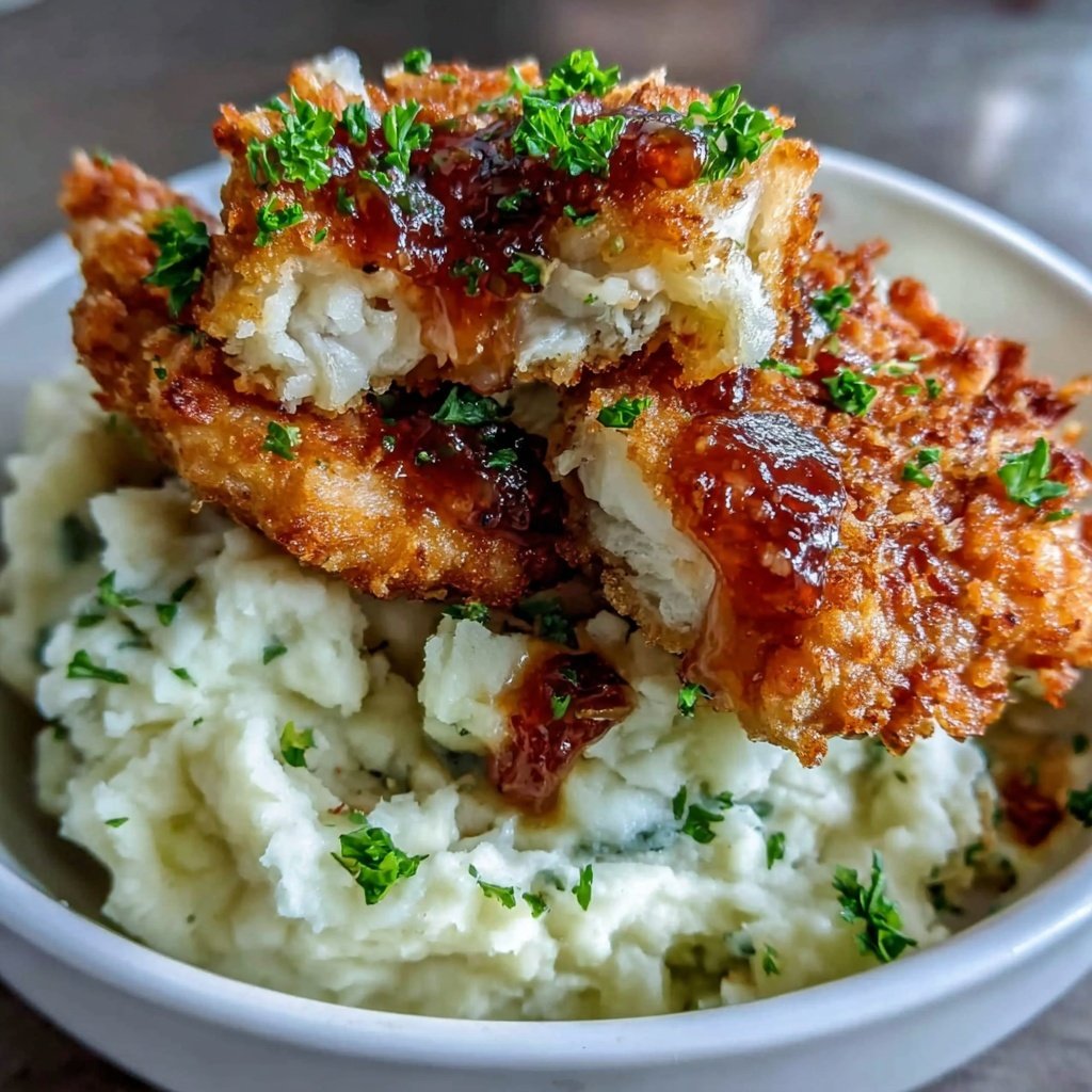 Mashed Potatoes With Crispy Chicken Cutlets