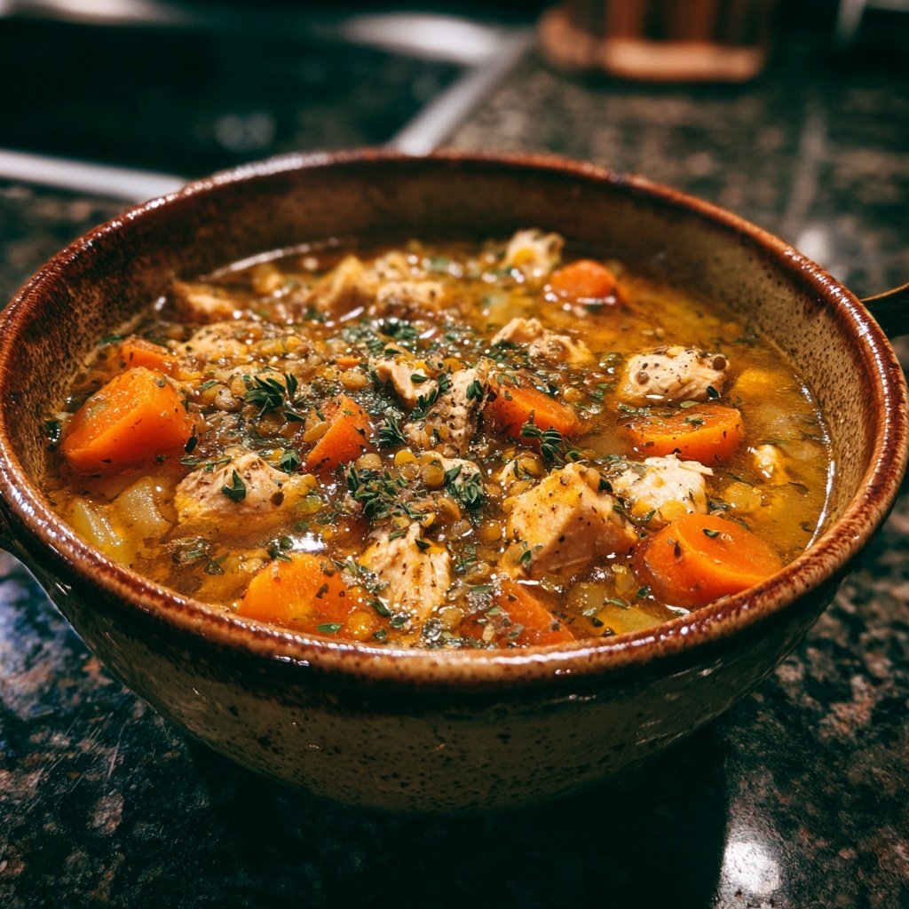 Mediterranean Lentil Chicken Soup