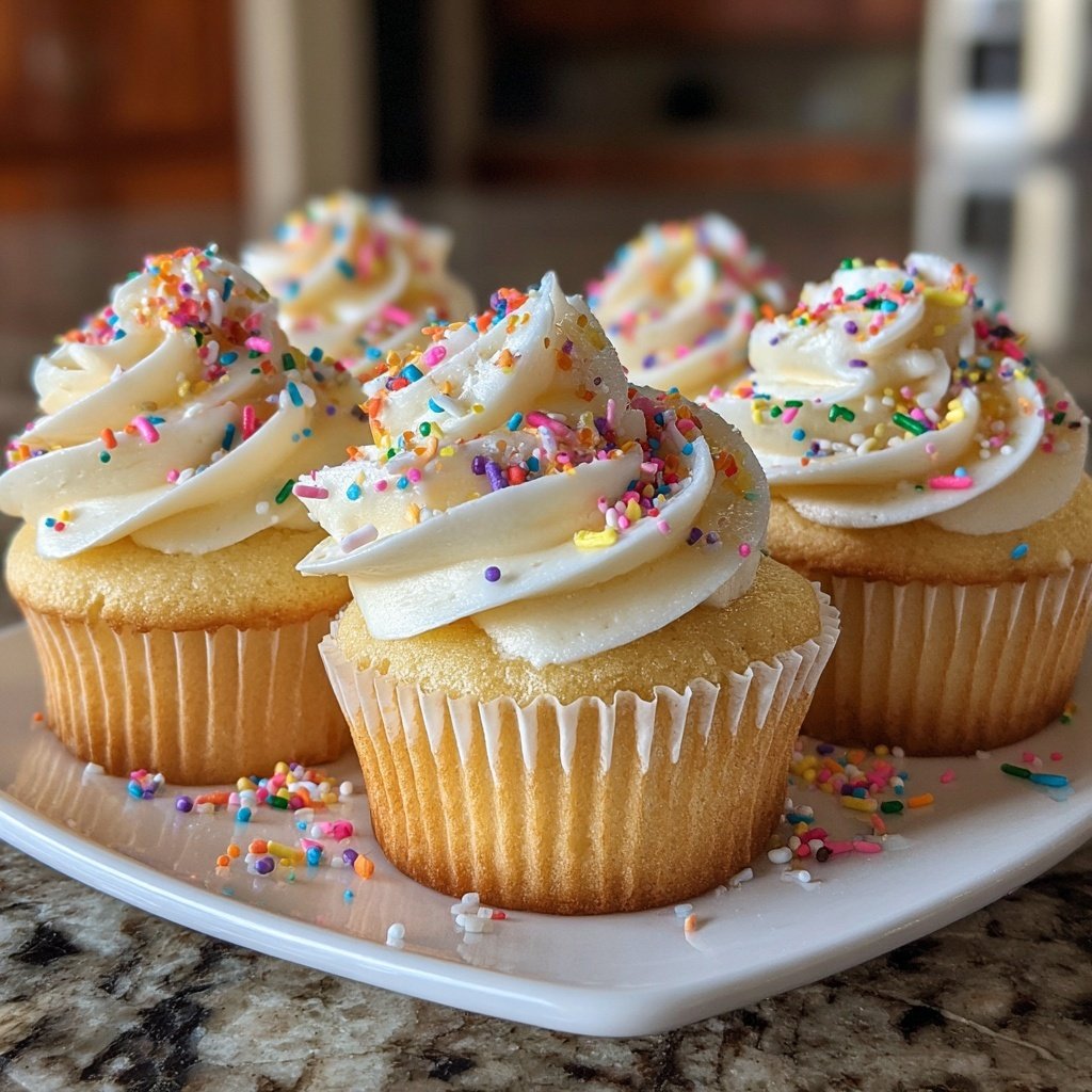 Simple One Bowl Vanilla Cupcakes