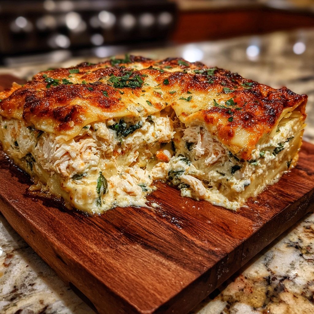 Shredded Chicken Spinach Lasagna