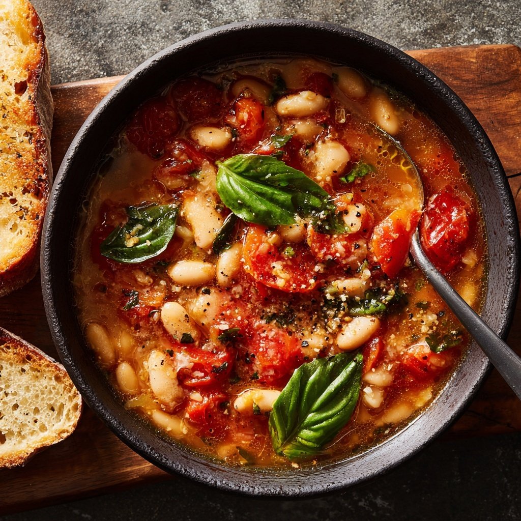 Healthy Crockpot Tomato White Bean Stew