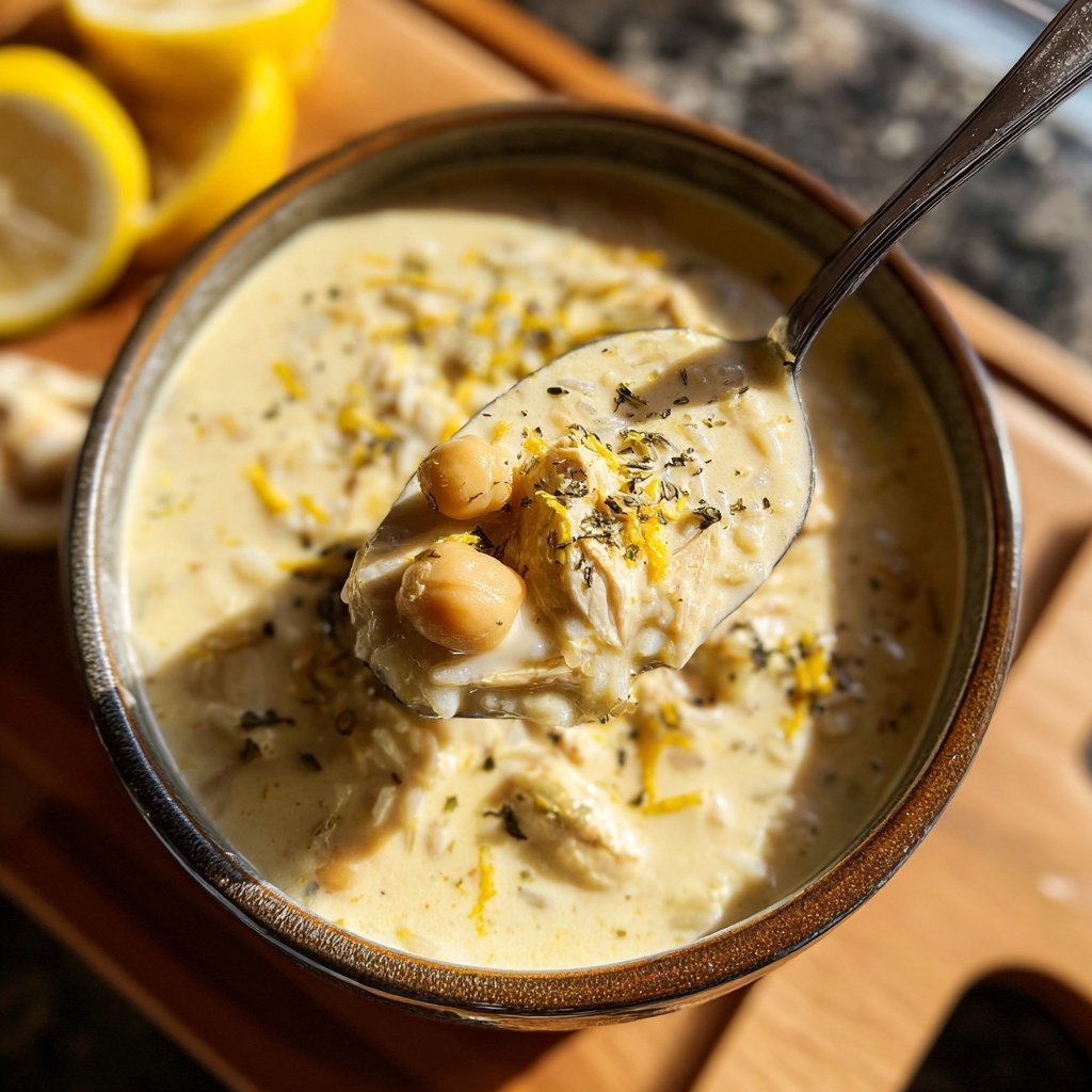 Creamy Lemon Chickpea Rice Soup